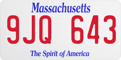 MA license plate 9JQ643