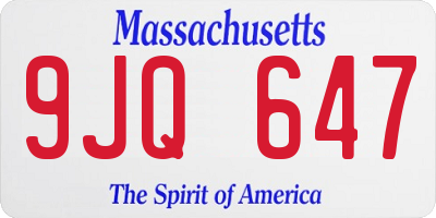 MA license plate 9JQ647