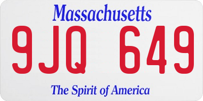 MA license plate 9JQ649