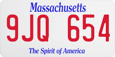 MA license plate 9JQ654