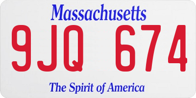 MA license plate 9JQ674