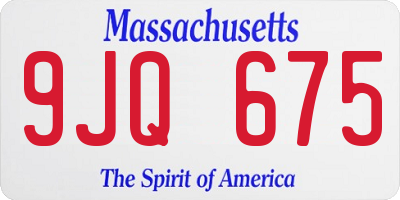 MA license plate 9JQ675