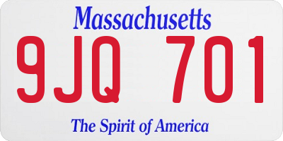 MA license plate 9JQ701