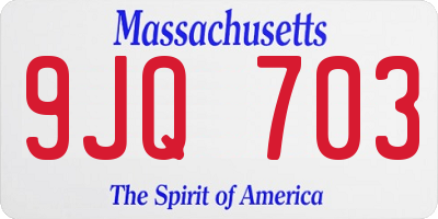 MA license plate 9JQ703