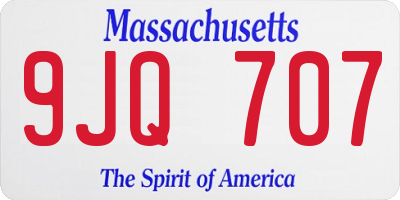 MA license plate 9JQ707