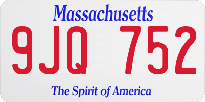 MA license plate 9JQ752