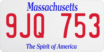 MA license plate 9JQ753