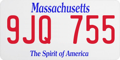 MA license plate 9JQ755