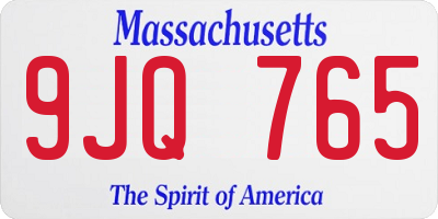 MA license plate 9JQ765