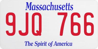 MA license plate 9JQ766