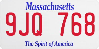MA license plate 9JQ768