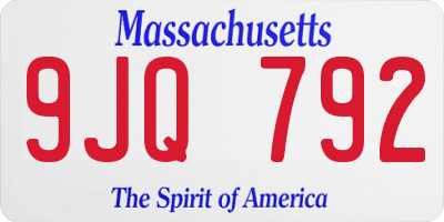 MA license plate 9JQ792