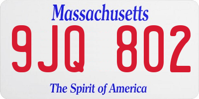MA license plate 9JQ802