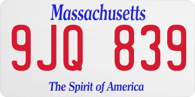 MA license plate 9JQ839