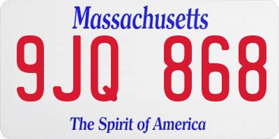 MA license plate 9JQ868