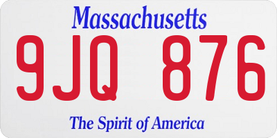 MA license plate 9JQ876