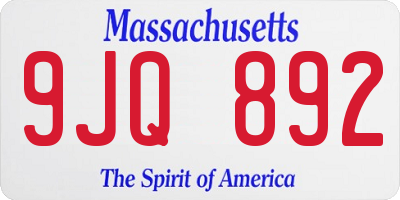 MA license plate 9JQ892
