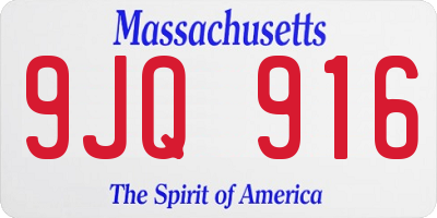 MA license plate 9JQ916