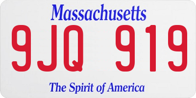 MA license plate 9JQ919