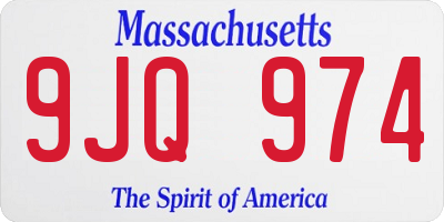 MA license plate 9JQ974