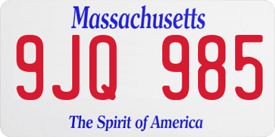 MA license plate 9JQ985