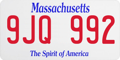 MA license plate 9JQ992