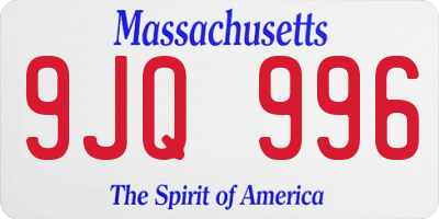 MA license plate 9JQ996