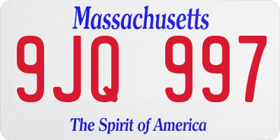 MA license plate 9JQ997