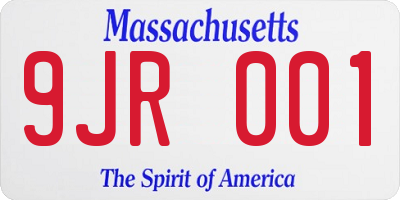 MA license plate 9JR001
