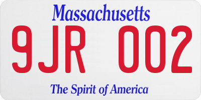 MA license plate 9JR002