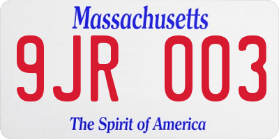 MA license plate 9JR003