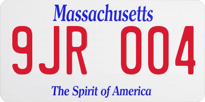 MA license plate 9JR004