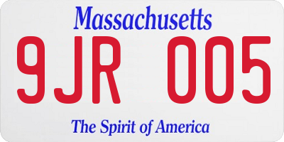 MA license plate 9JR005