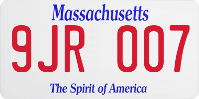 MA license plate 9JR007