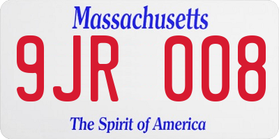 MA license plate 9JR008
