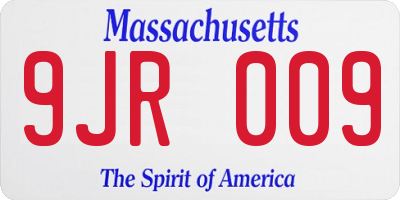 MA license plate 9JR009
