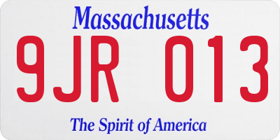 MA license plate 9JR013