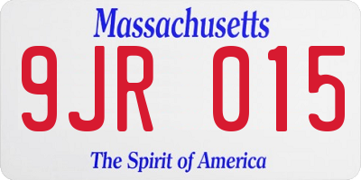 MA license plate 9JR015