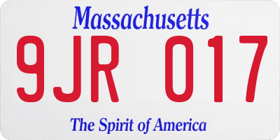 MA license plate 9JR017