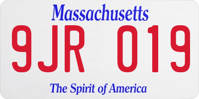 MA license plate 9JR019