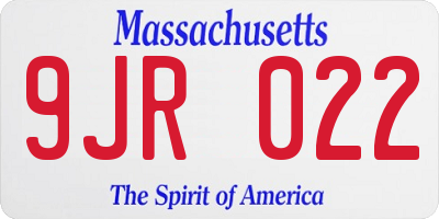 MA license plate 9JR022