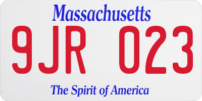 MA license plate 9JR023