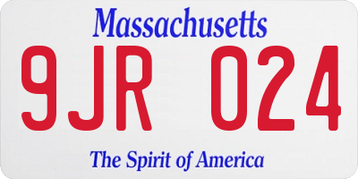 MA license plate 9JR024