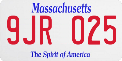 MA license plate 9JR025