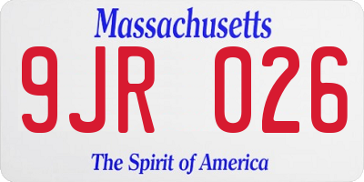 MA license plate 9JR026