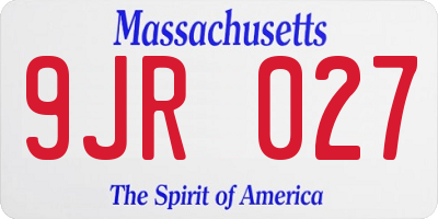 MA license plate 9JR027
