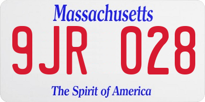 MA license plate 9JR028