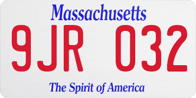 MA license plate 9JR032