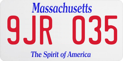 MA license plate 9JR035