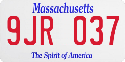 MA license plate 9JR037